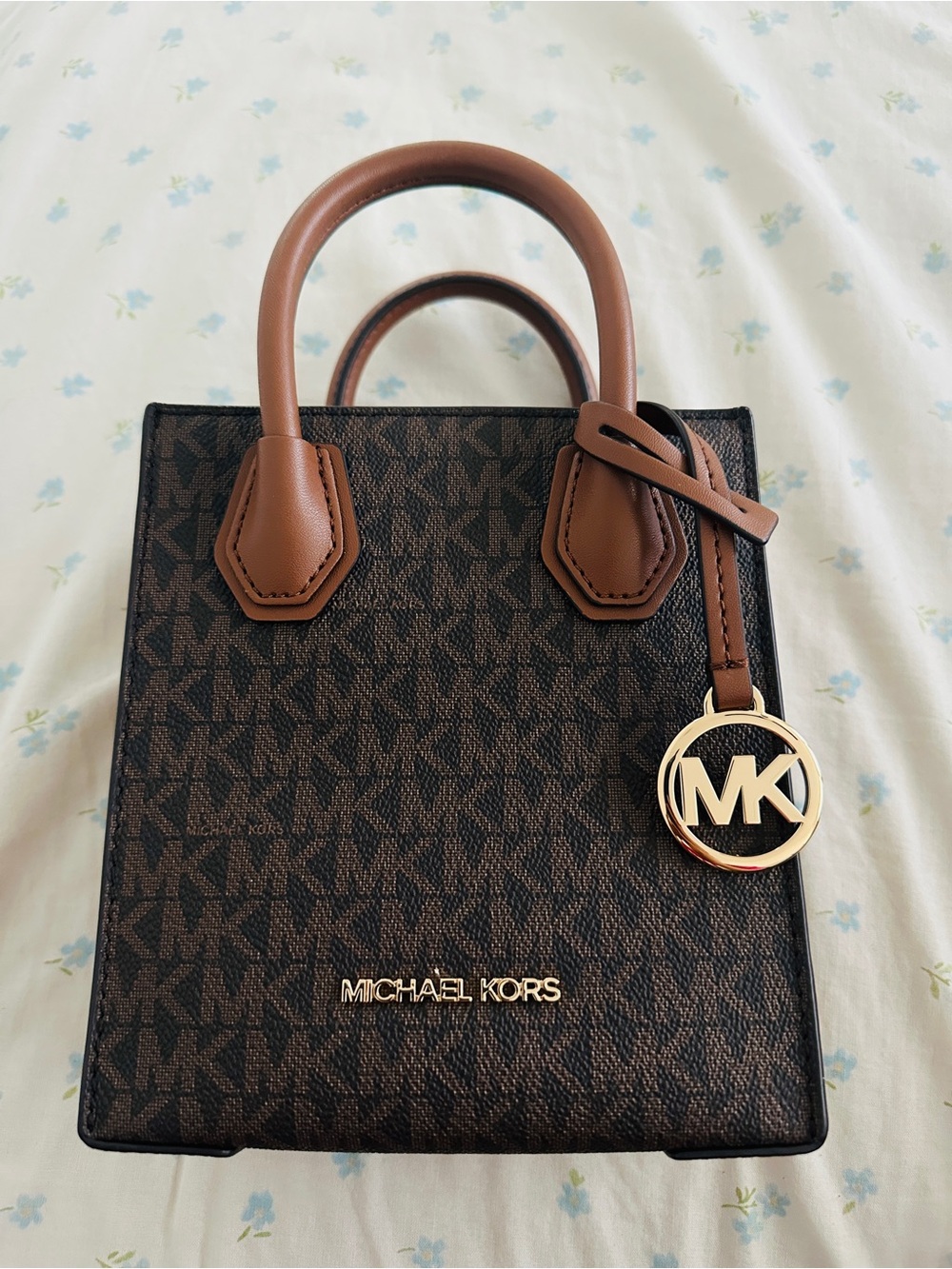 Michael Kors Brown and Gold Logo Signature Mini Tote